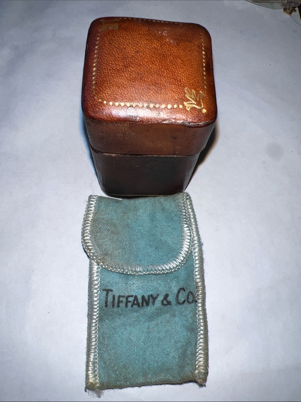 Antique Tiffany & Co leather dice box or jewelry case